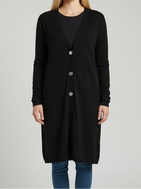 NWT Chico's Travelers Black Slinky Button Front Cardigan